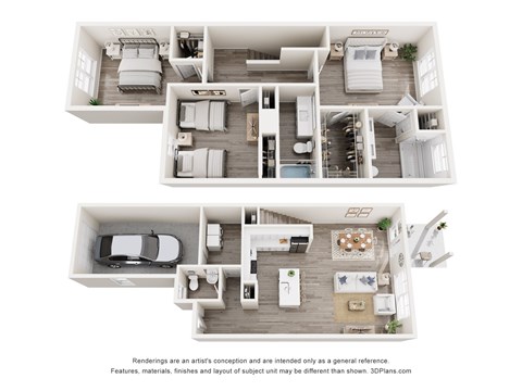 Floor plan for 3 beds, 2.5 baths, 1791 sqft